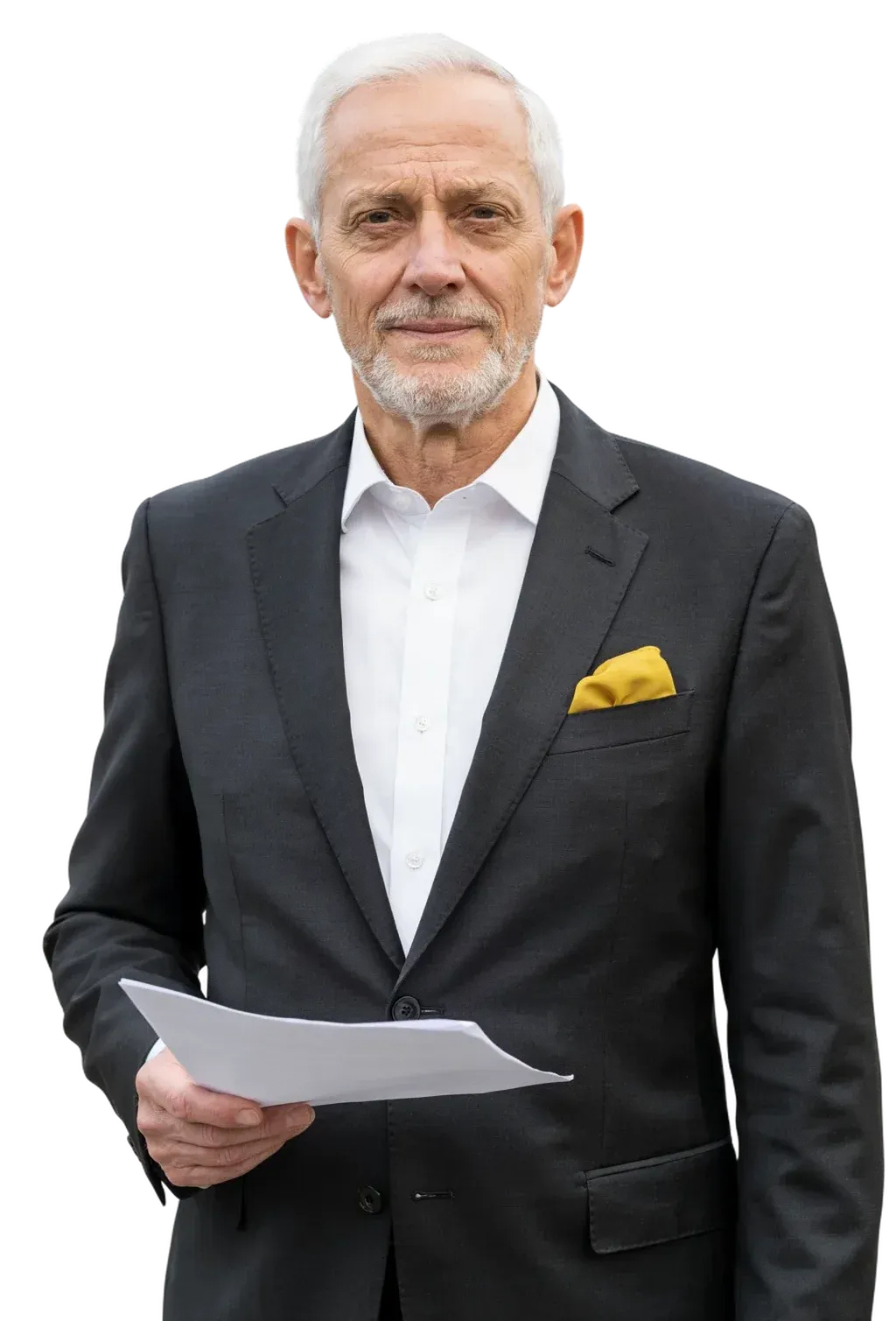 A chief information security officer holding a single sheet