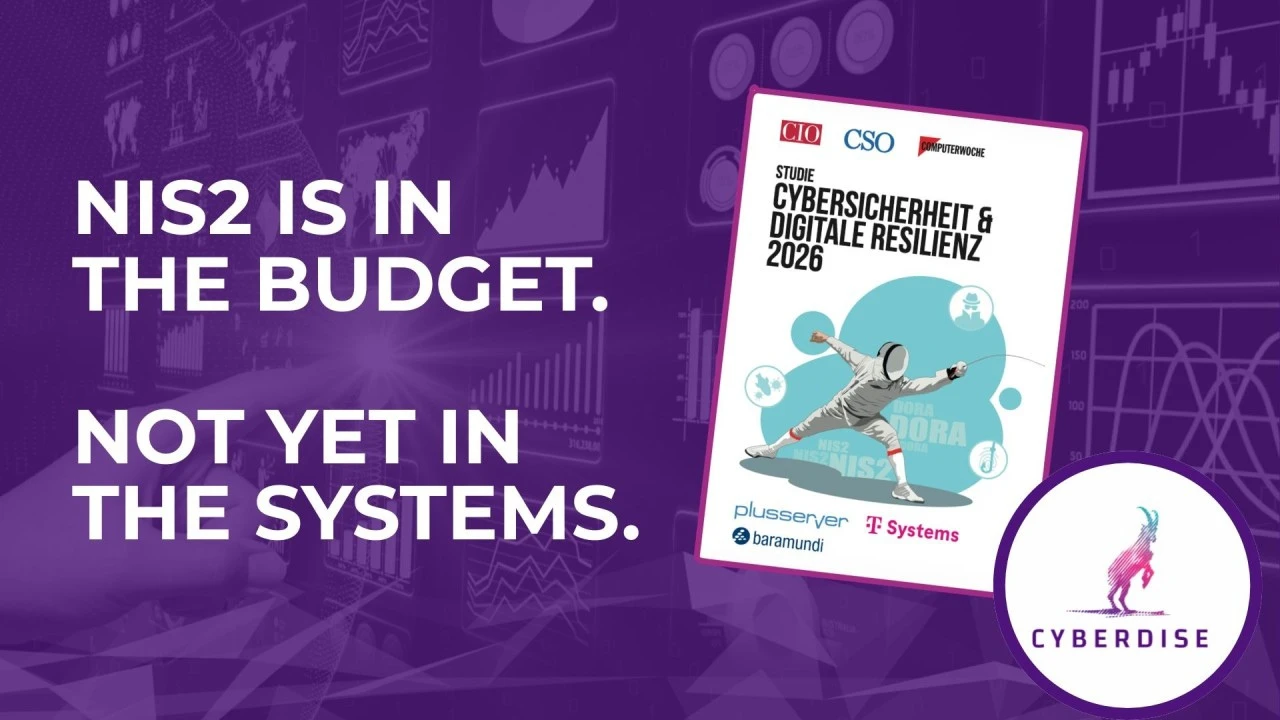 Titelgrafik: «NIS2 is in the budget. Not yet in the systems.» mit dem Cover der Studie von CIO, CSO und Computerwoche