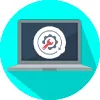 Symbol der Phishing-Vorlage «System Maintenance»: Laptop mit Zahnrad und Schraubenschlüssel