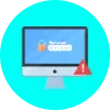 Symbol der Phishing-Vorlage «Account Security Alert»: Bildschirm mit Passwortfeld und Warndreieck