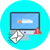 Template icon: monitor with padlock, password field and warning sign plus an email, for the Account Security Alert template.